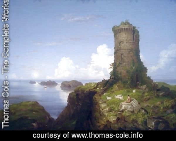 Thomas Cole - Italian Coast Scene with Ruined Tower