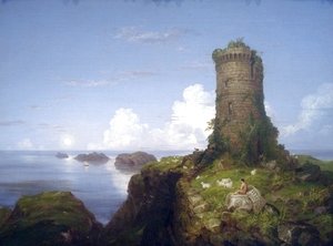 Italian Coast Scene with Ruined Tower