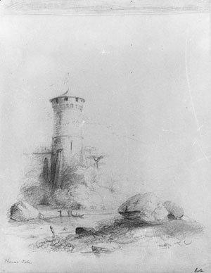 Thomas Cole - Landscape with Tower (from McGuire Scrapbook)